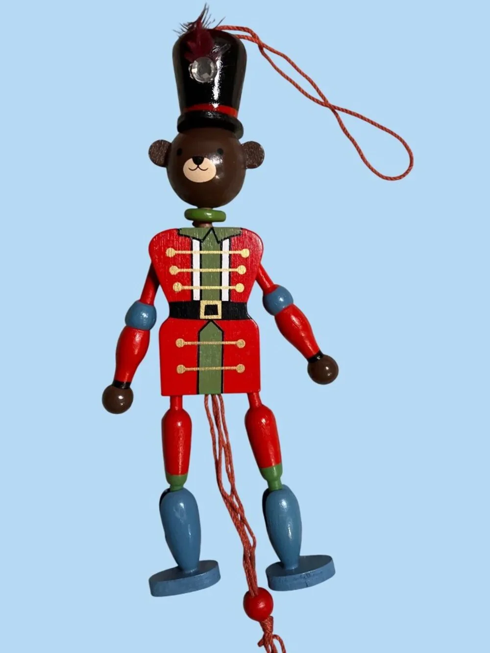 Wooden Bear Nutcracker Ornament With Pull String Mechanism